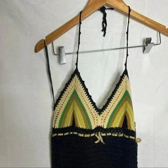 Free people crotchet black halter dress - Picture 2 of 12
